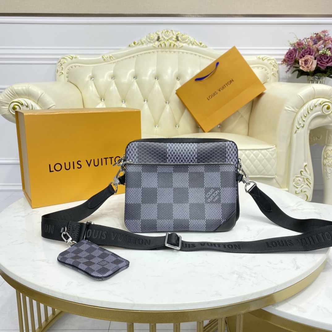 #n50017 l**is V*t*n damier graphite trio messenger