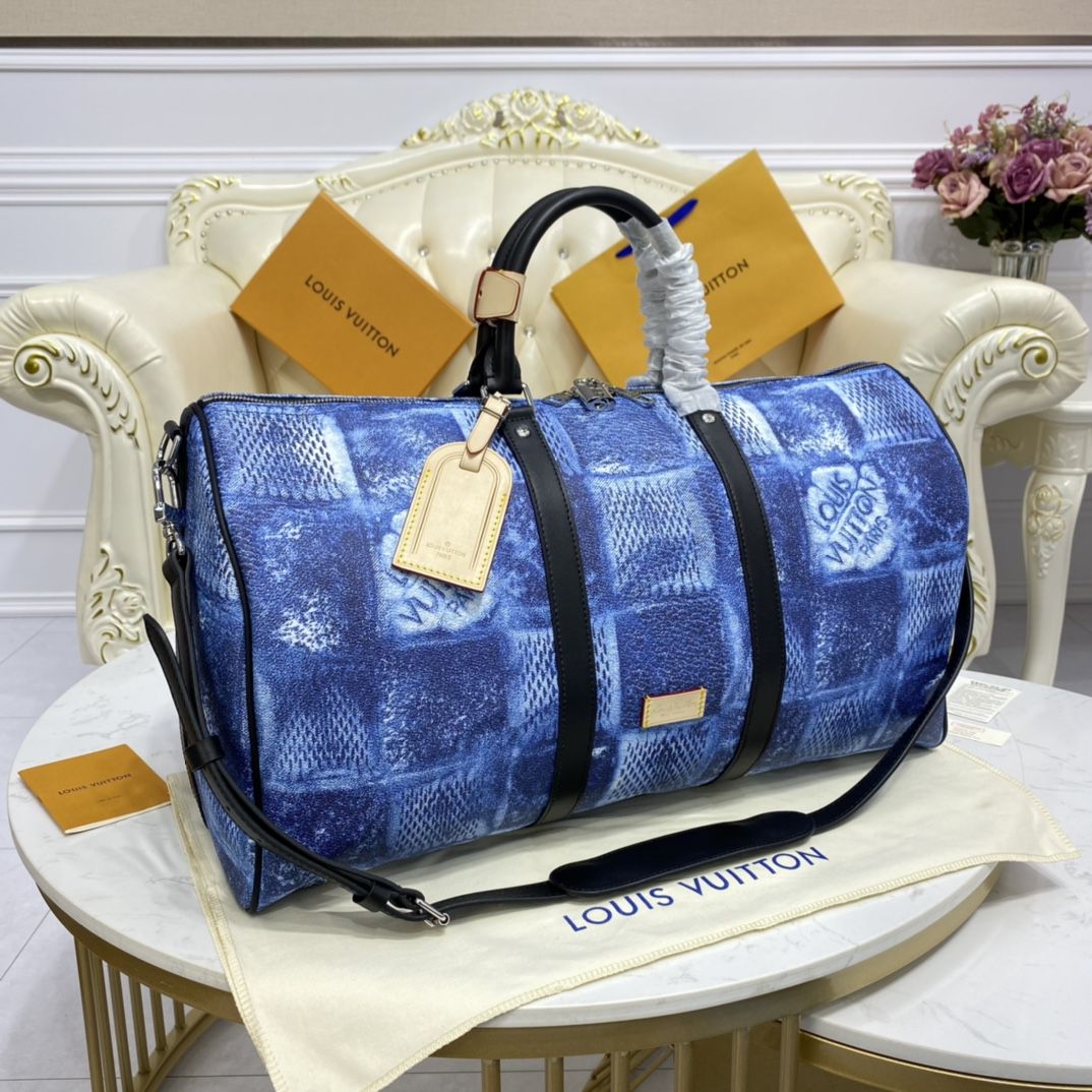 #n50059 l**is V*t*n damier salt canvas keepall bandouliere 50