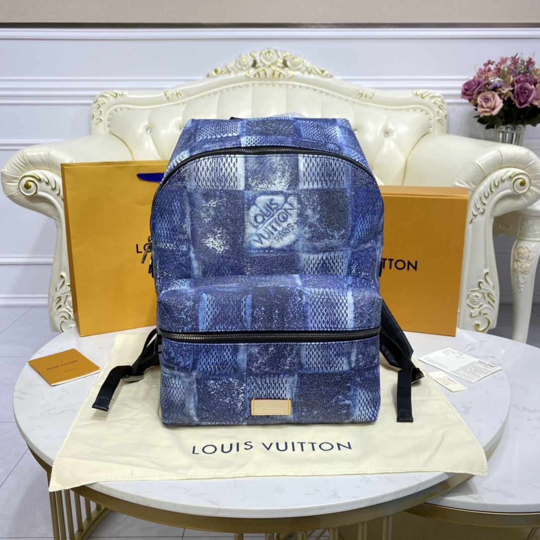 #n50060 l**is V*t*n damier salt canvas discovery backpack-ocean blue