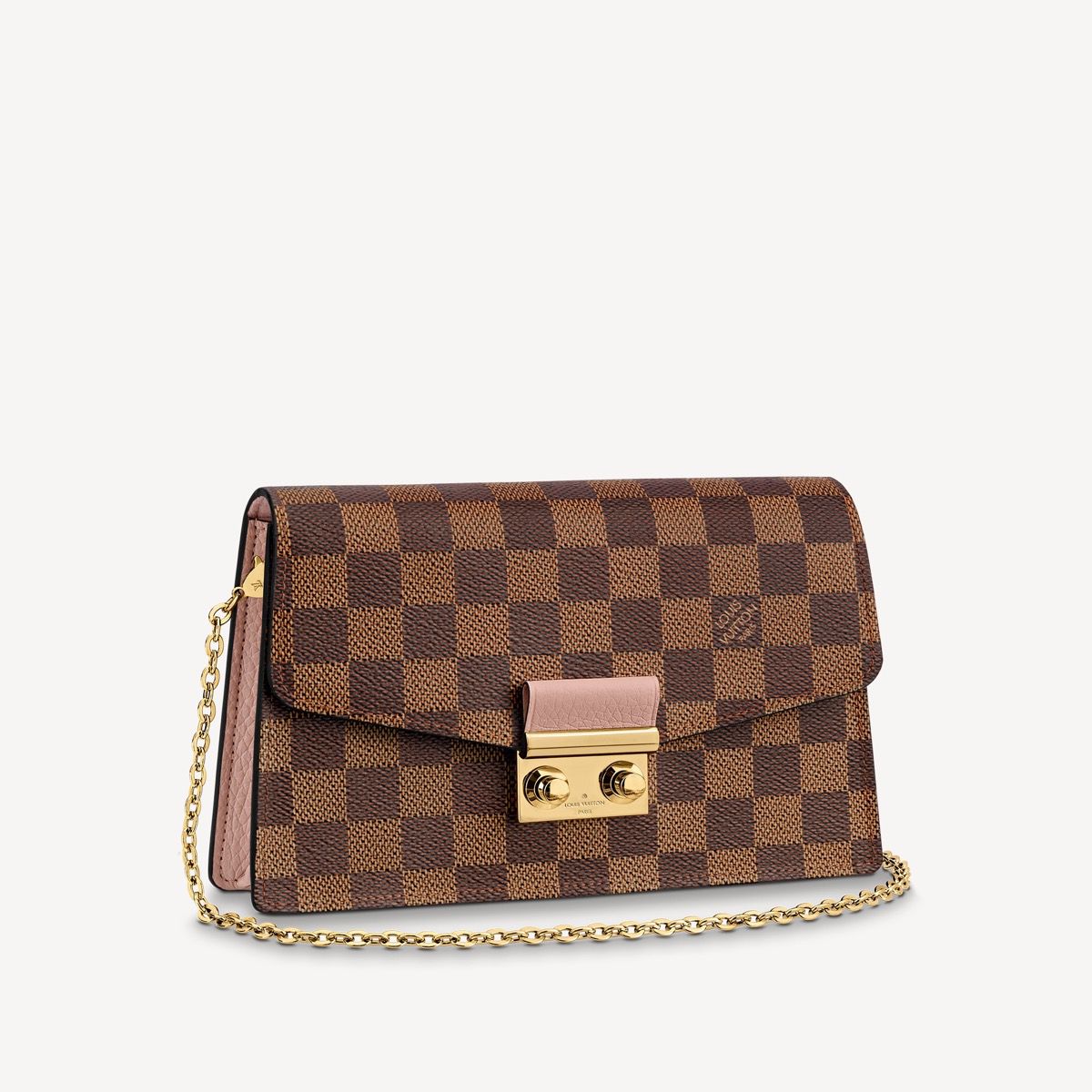 #n60287 l**is V*t*n damier ebene croisette chain wallet-pink