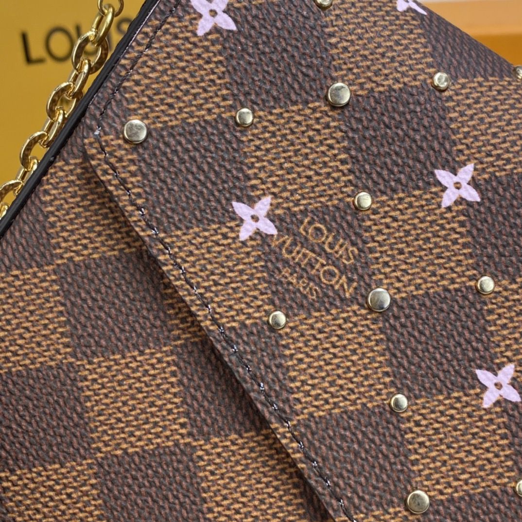 #n60474 l**is V*t*n damier ebene studs special edition félicie pochette