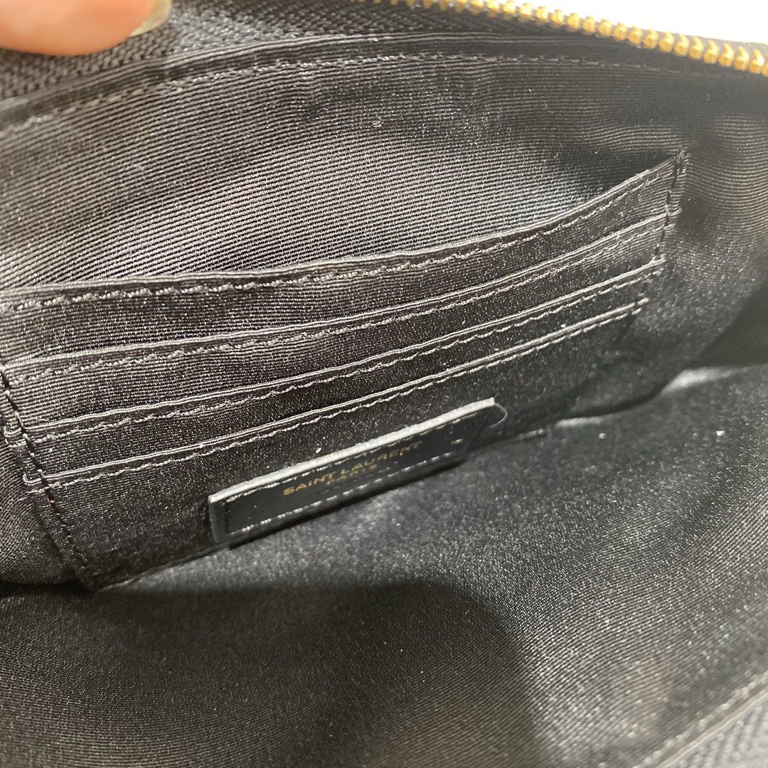 YSL Saint Laurent Becky Quilted Double-Zip Pouch-Black