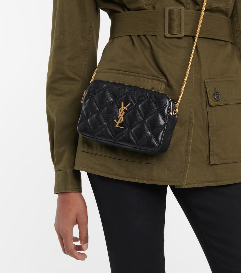 YSL Saint Laurent Becky Quilted Double-Zip Pouch-Black