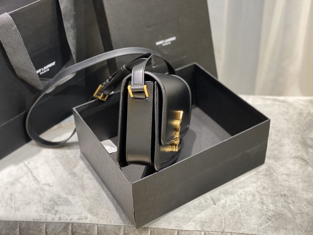 YSL SAINT LAURENT SOLFERINO MEDIUM SATCHEL IN BOX SAINT LAURENT LEATHER-BLACK