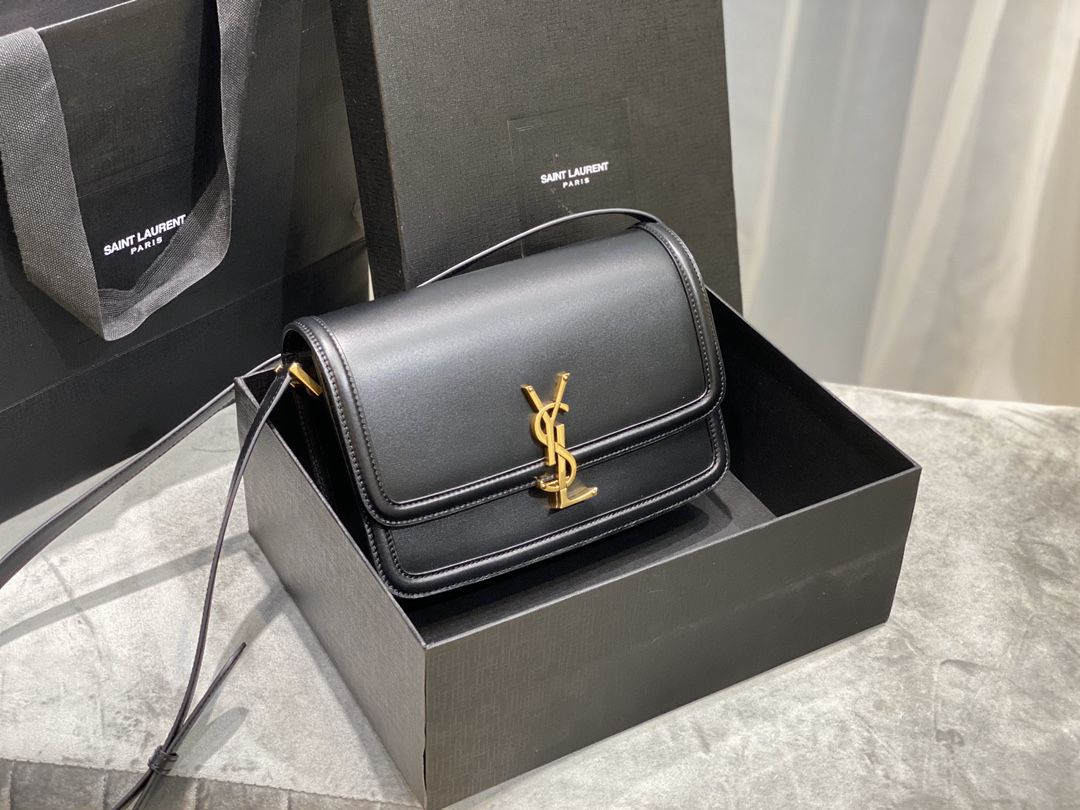 YSL SAINT LAURENT SOLFERINO MEDIUM SATCHEL IN BOX SAINT LAURENT LEATHER-BLACK