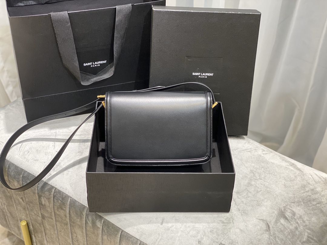 YSL SAINT LAURENT SOLFERINO MEDIUM SATCHEL IN BOX SAINT LAURENT LEATHER-BLACK