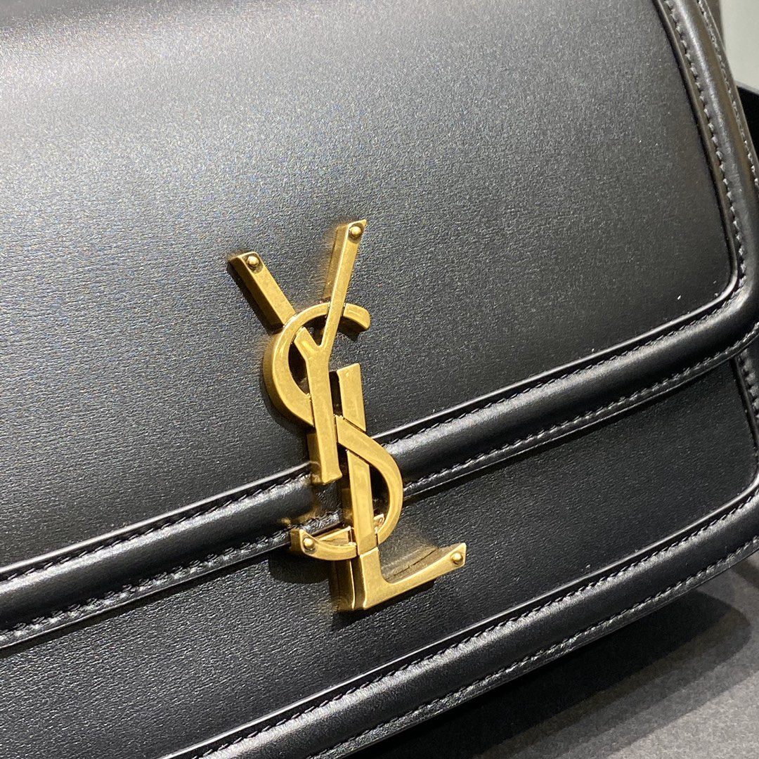 YSL SAINT LAURENT SOLFERINO MEDIUM SATCHEL IN BOX SAINT LAURENT LEATHER-BLACK