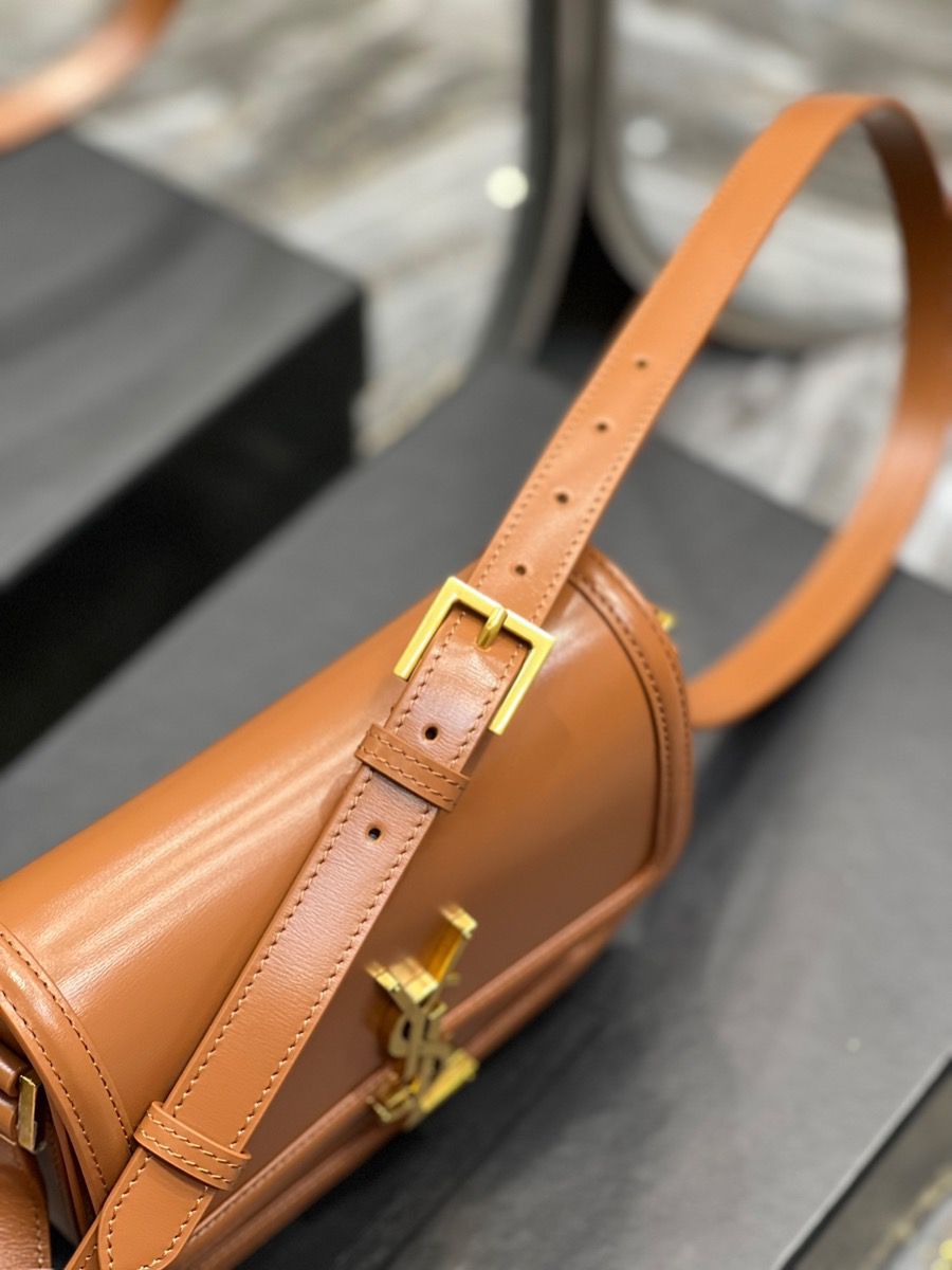 YSL SAINT LAURENT SOLFERINO MEDIUM SATCHEL IN BOX SAINT LAURENT LEATHER-DARK HONEY