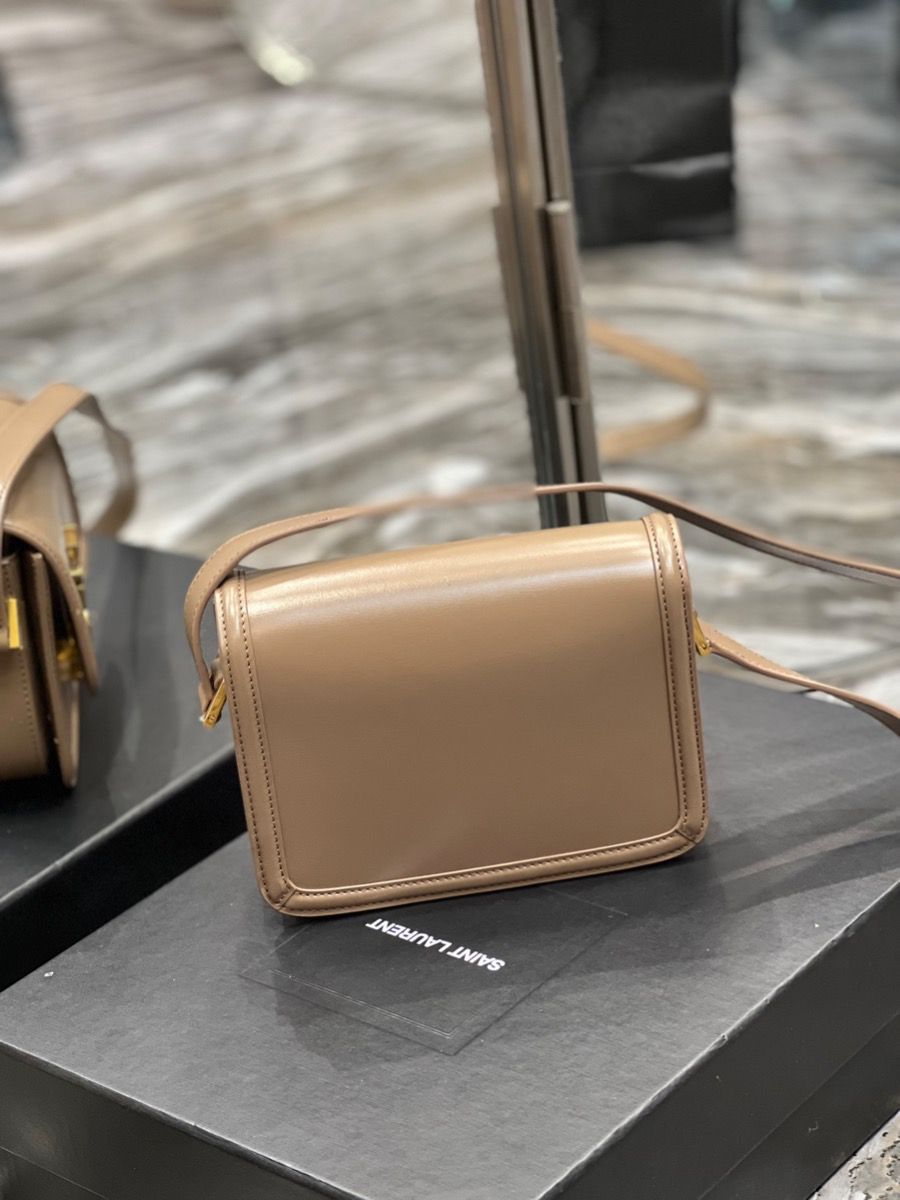 YSL SAINT LAURENT SOLFERINO MEDIUM SATCHEL IN BOX SAINT LAURENT LEATHER-NATURAL TAN