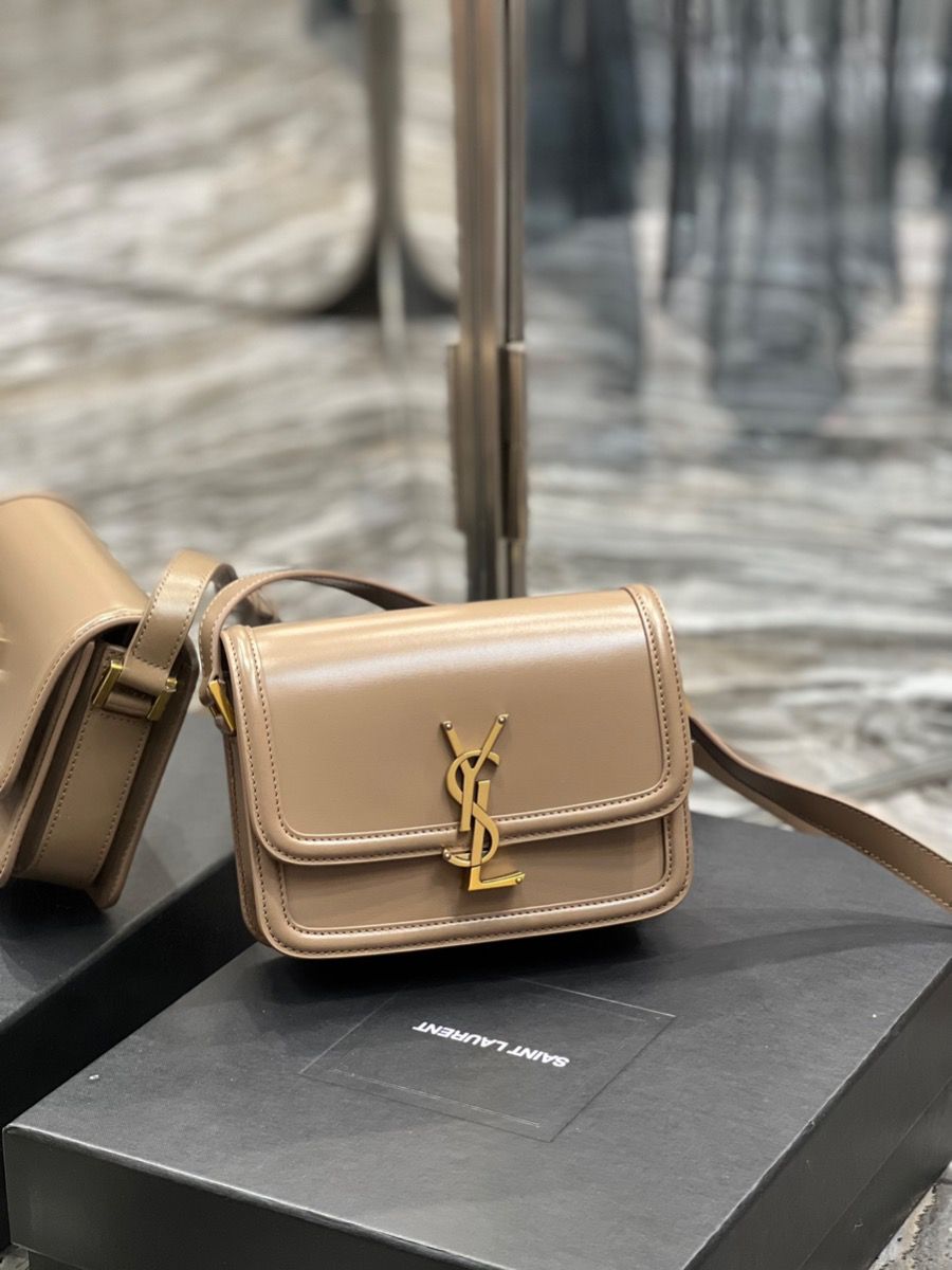 YSL SAINT LAURENT SOLFERINO MEDIUM SATCHEL IN BOX SAINT LAURENT LEATHER-NATURAL TAN