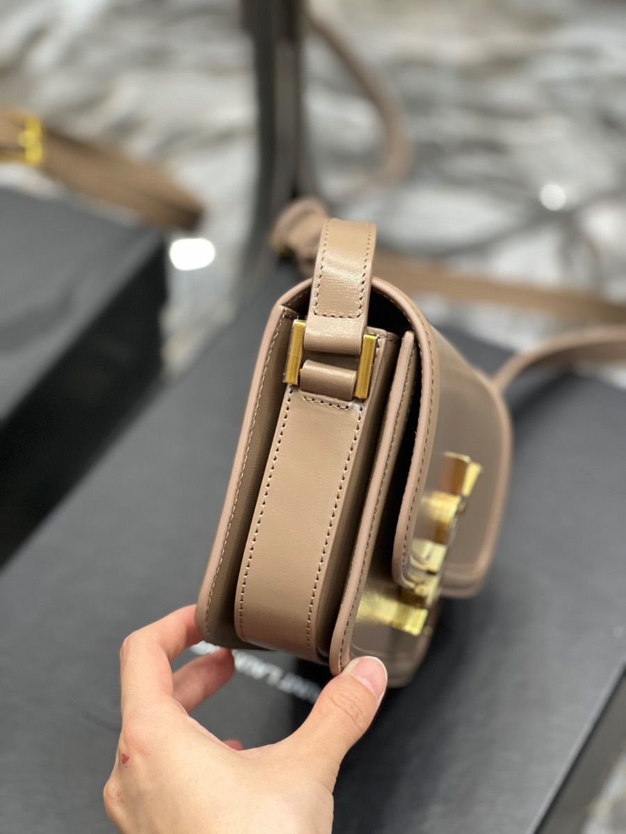 YSL SAINT LAURENT SOLFERINO MEDIUM SATCHEL IN BOX SAINT LAURENT LEATHER-NATURAL TAN