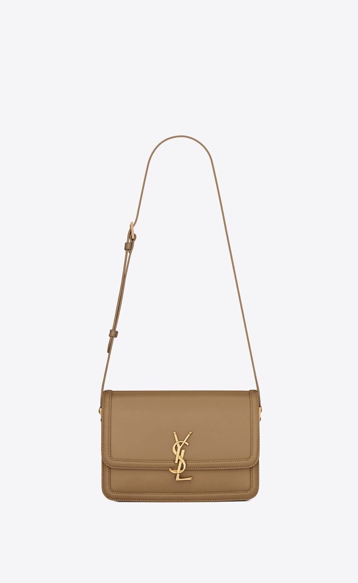 YSL SAINT LAURENT SOLFERINO MEDIUM SATCHEL IN BOX SAINT LAURENT LEATHER-NATURAL TAN