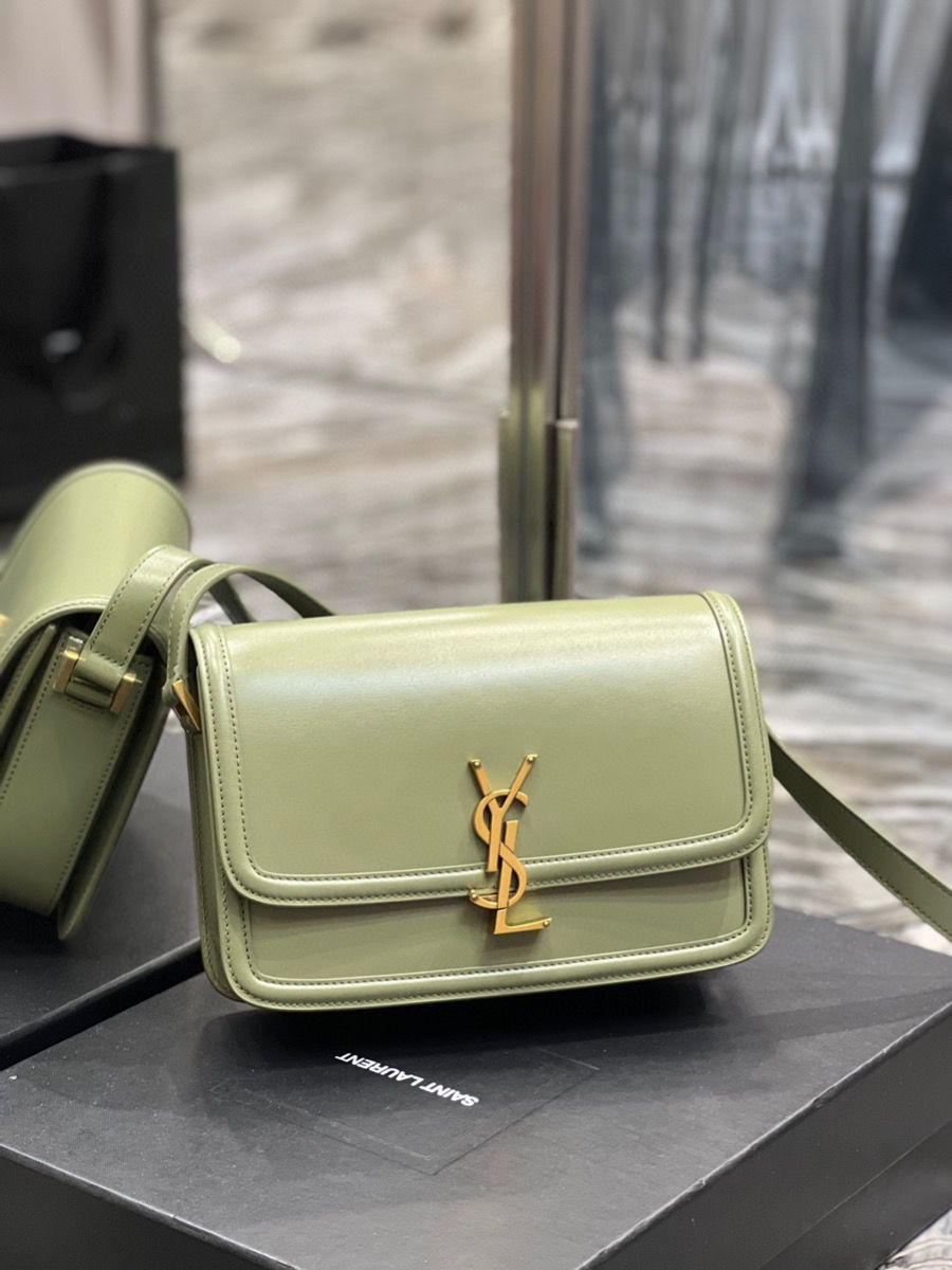 YSL SAINT LAURENT SOLFERINO MEDIUM SATCHEL IN BOX SAINT LAURENT LEATHER-PISTACHE
